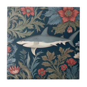Shark William Morris stijl Links tegenover Zee Oce Tegeltje