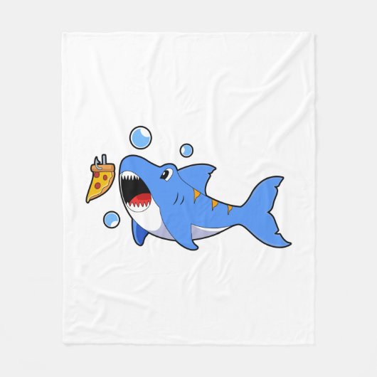 Shark with Pizza as Bait Fleece Deken (Voorkant)