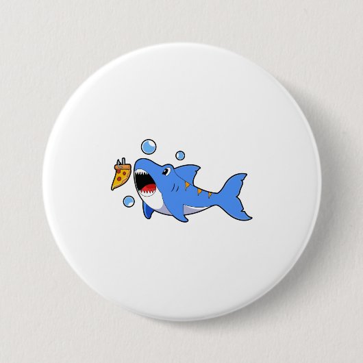Shark with Pizza as Bait Ronde Button 7,6 Cm (Voorkant)