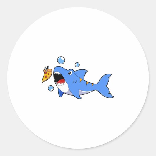 Shark with Pizza as Bait Ronde Sticker (Voorkant)