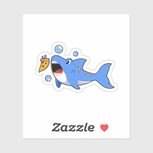 Shark with Pizza as Bait Sticker (Vel)