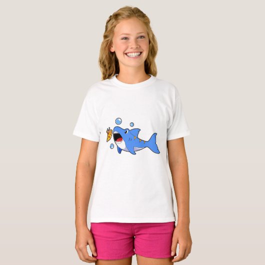Shark with Pizza as Bait T-shirt (Voorkant volledig)
