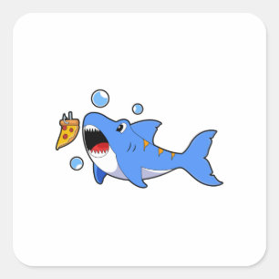 Shark with Pizza as Bait Vierkante Sticker