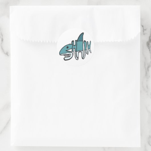 Shark Word Ronde Sticker (Tas)