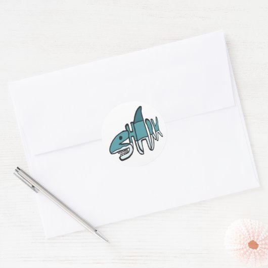 Shark Word Ronde Sticker (Envelop)