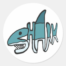 Shark Word Ronde Sticker