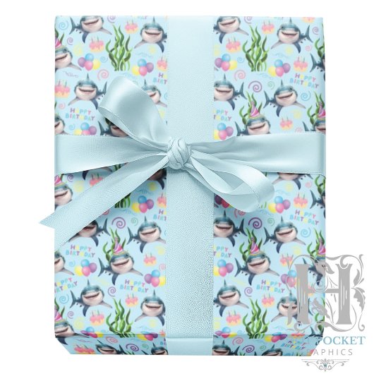 Shark Wrapping Paper in Blue Cadeaupapier