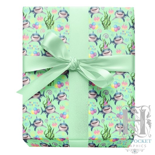 Shark Wrapping Paper in Green Cadeaupapier