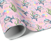 Shark Wrapping Paper in Pink Cadeaupapier (Rol Hoek)