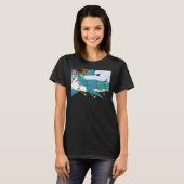Shark Xmas Licht Santa Yeti Ride Shark Kerstmis T-shirt (Voorkant volledig)