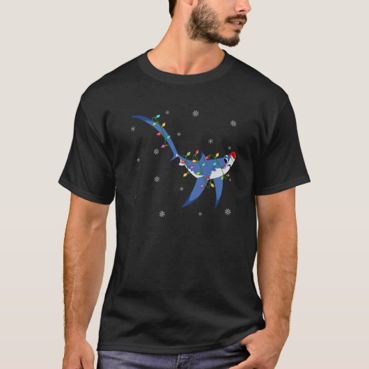 Shark Xmas Lighting Reindeer Pet Thresher Shark Ch T-shirt (Voorkant)
