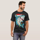 Shark Xmas Lights Reindeer Santa Shark Christmas T-shirt (Voorkant volledig)