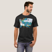 Shark  Xmas Lights Santa Yeti Ride Shark Christmas T-shirt (Voorkant volledig)