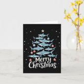 Shark Xmas Tree Sharks Kerstboom Vrolijke Dogma's Kaart (Gele Bloem)