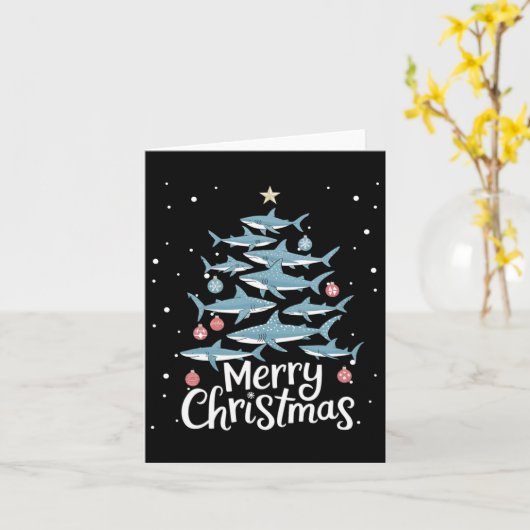 Shark Xmas Tree Sharks Kerstboom Vrolijke Dogma's Kaart (Gele Bloem)