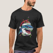 Shark Xmas Verlichting Familie Santa Shark Kerstmi T-shirt (Voorkant)