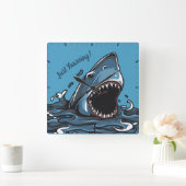 SHARK YAWNING, SHARK TIRED, OPEN MOUTH VIERKANTE KLOK (Huis)