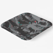 Shark Zwart & Blauwgroen Camouflage Patroon Papier Papieren Bordje (Gebogen)