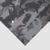 Shark Zwart & Blauwgroen Camouflage Patroon Tissue Tissuepapier (Detail)