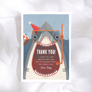 Shark Zwembad Feestje Zomer Jongens Verjaardag Bedankkaart
