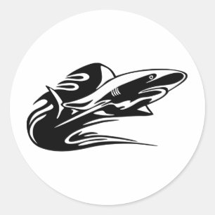 Shark zwemmen ronde sticker