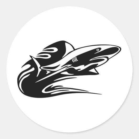 Shark zwemmen ronde sticker (Voorkant)