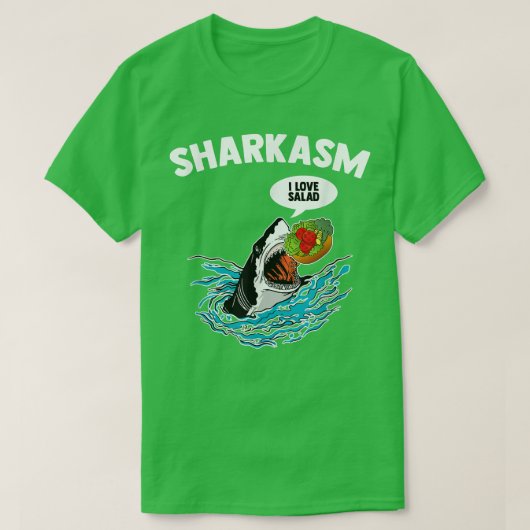 Sharkasm I Love Salad Meme Humoureuze Vegetarian V T-shirt (Design voorkant)