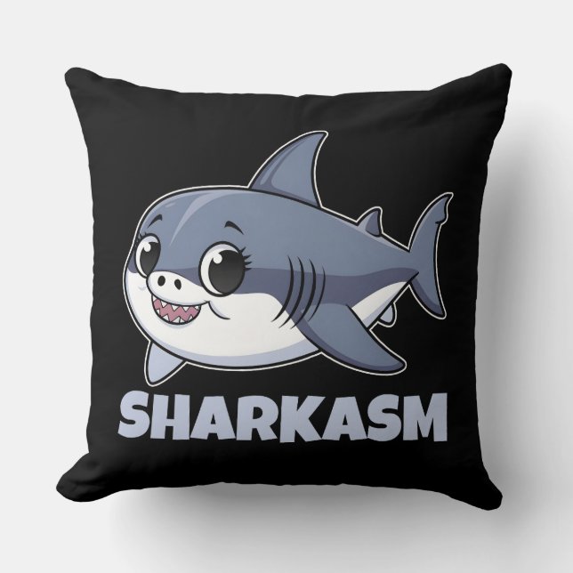 Sharkasm met haringhaai Baby Funny Pun Kussen (Voorkant)