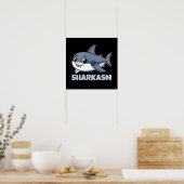 Sharkasm met haringhaai Baby Funny Pun Poster (Keuken)