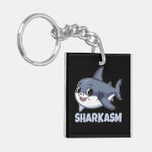 Sharkasm met haringhaai Baby Funny Pun Sleutelhanger (Voorkant Links)