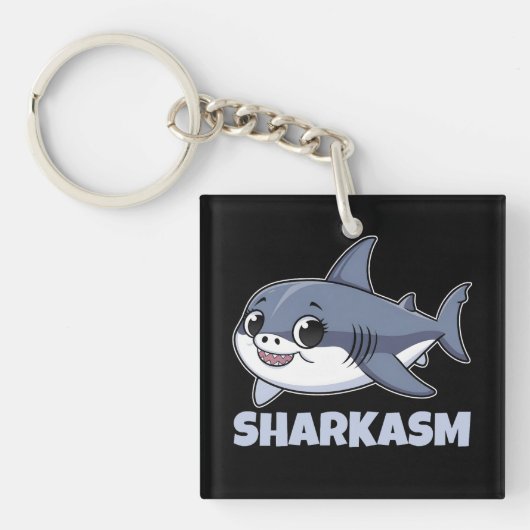 Sharkasm met haringhaai Baby Funny Pun Sleutelhanger (Voorkant)
