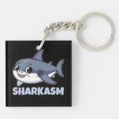 Sharkasm met haringhaai Baby Funny Pun Sleutelhanger (Achterkant)