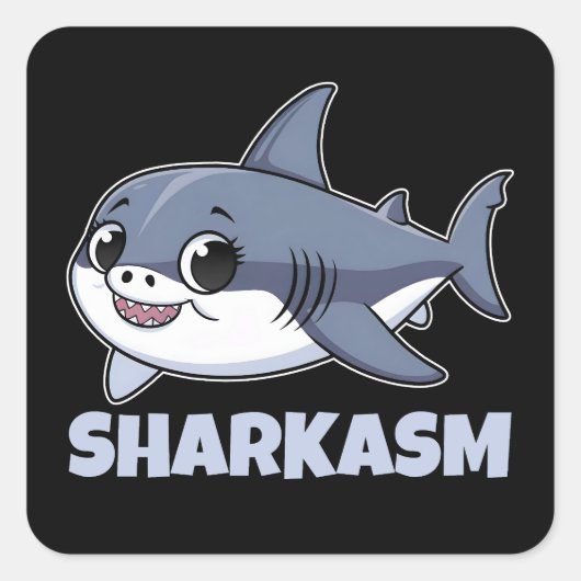 Sharkasm met haringhaai Baby Funny Pun Vierkante Sticker (Voorkant)