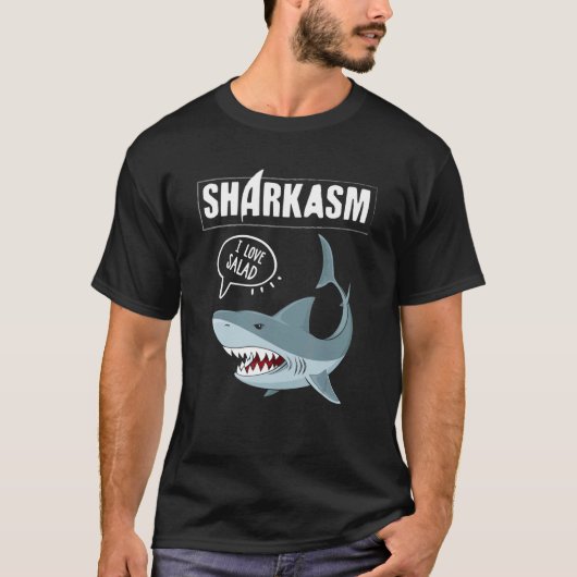 Sharkasm Sarcasm en Shark Vegetarian T-shirt (Voorkant)