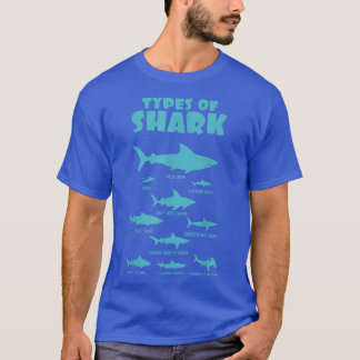SharkBoys TYPES OF SHARKS Scuba Diver Gift  T-shirt