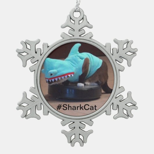 #SharkCat Snowflake Ornaments Tin Sneeuwvlok Ornament (Voorkant)