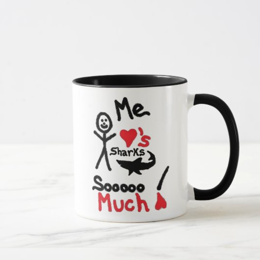 Sharkliefhebber Cartoon Mok (Rechts)