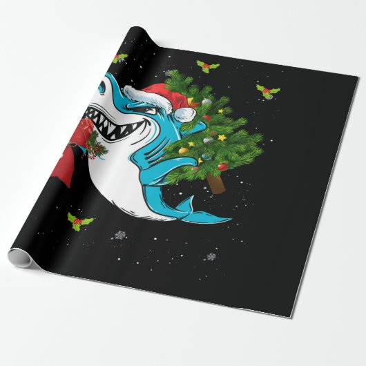 Sharkmas kerstkerstkerstkerstkerstkerstboom cadeaupapier (Uitgerold)