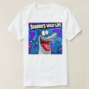 SHARKO'S WILD LIFE Retro 90s Tekenfilm Haai T-shirt