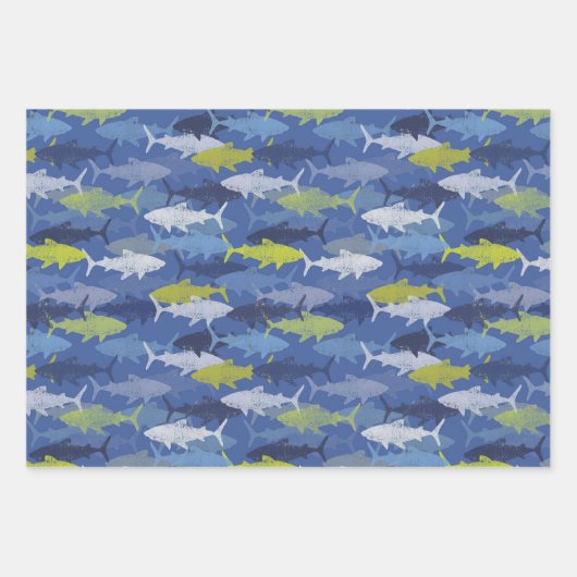 Sharks Beach Ocean Herhaling Pattern Inpakpapier Vel (Voorkant 3)