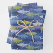 Sharks Beach Ocean Herhaling Pattern Inpakpapier Vel (In situ)