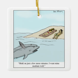 Sharks Beach Tanning Sunbathing Cartoon Keramisch Ornament