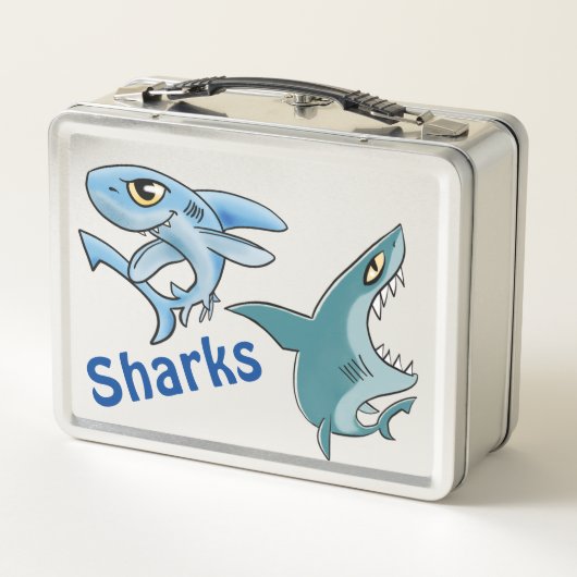 Sharks Blue Metal Lunch Box (Achterkant)