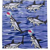 Sharks Blue Ocean Ball Shower Curtain Douchegordijn (Voorkant)