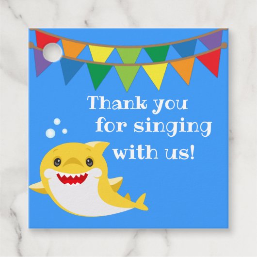 Sharks Blue Ocean Birthday Bedankjes Labels (Voorkant)