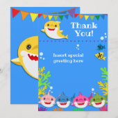 Sharks Blue Ocean Birthday Bedankt (Voorkant / Achterkant)