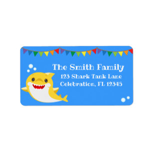 Sharks Blue Ocean Birthday Favor Tags Etiket