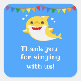 Sharks Blue Ocean Birthday Favor Vierkante Sticker