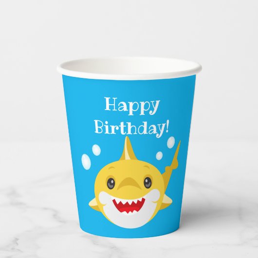 Sharks Blue Ocean Birthday Papieren Bekers (Achterkant)