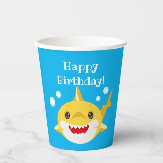 Sharks Blue Ocean Birthday Papieren Bekers (Voorkant)